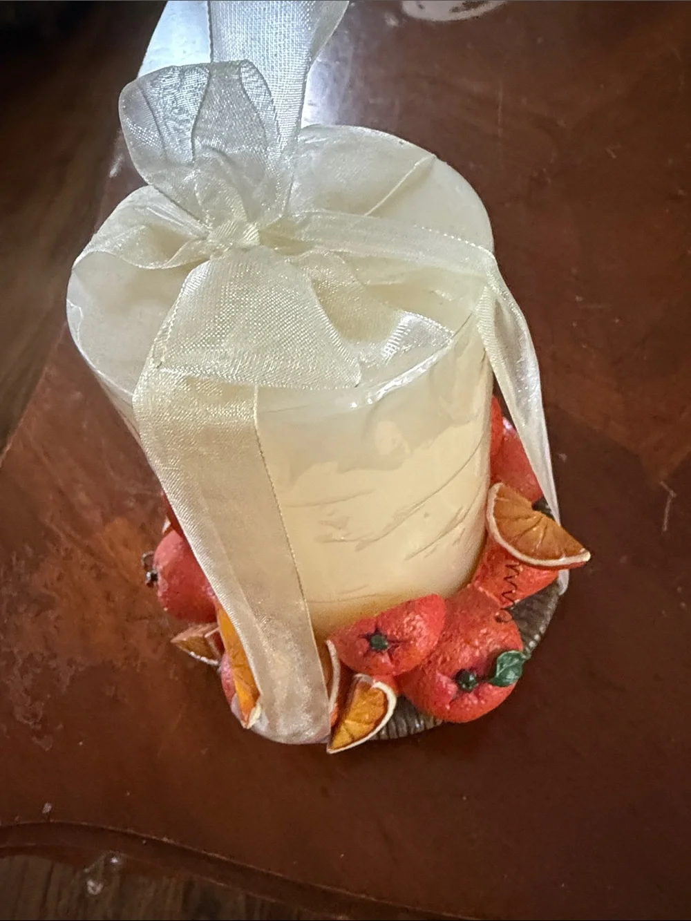 Kohl’s Pillar Candle and Holder with Orange Slice Accents Set of Two Vintage2006